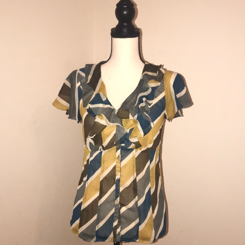 Striped Ruffled Blouse.  Limited Edition. S